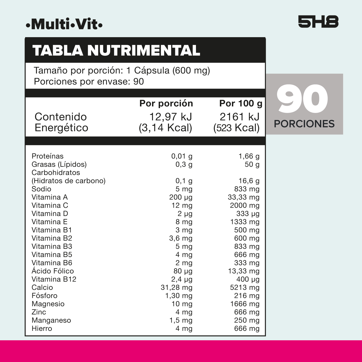 Foto 2 | Suplemento Alimenticio 5h8 Multivit 90 Caps
