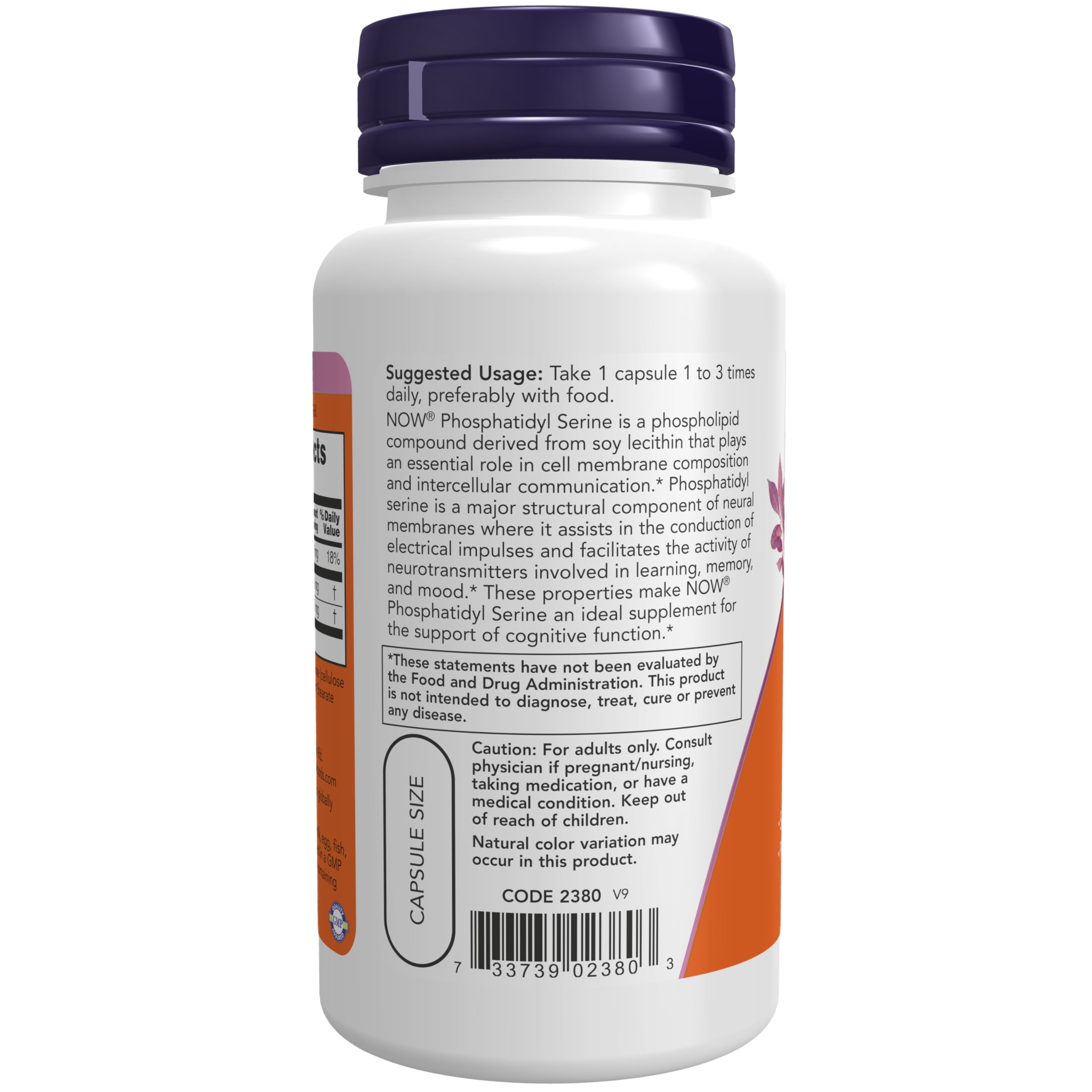 Foto 4 pulgar | Supplements Now Foods  Fosfatidilserina  100 Mg  60 Cápsulas Vegetales - Venta Internacional.