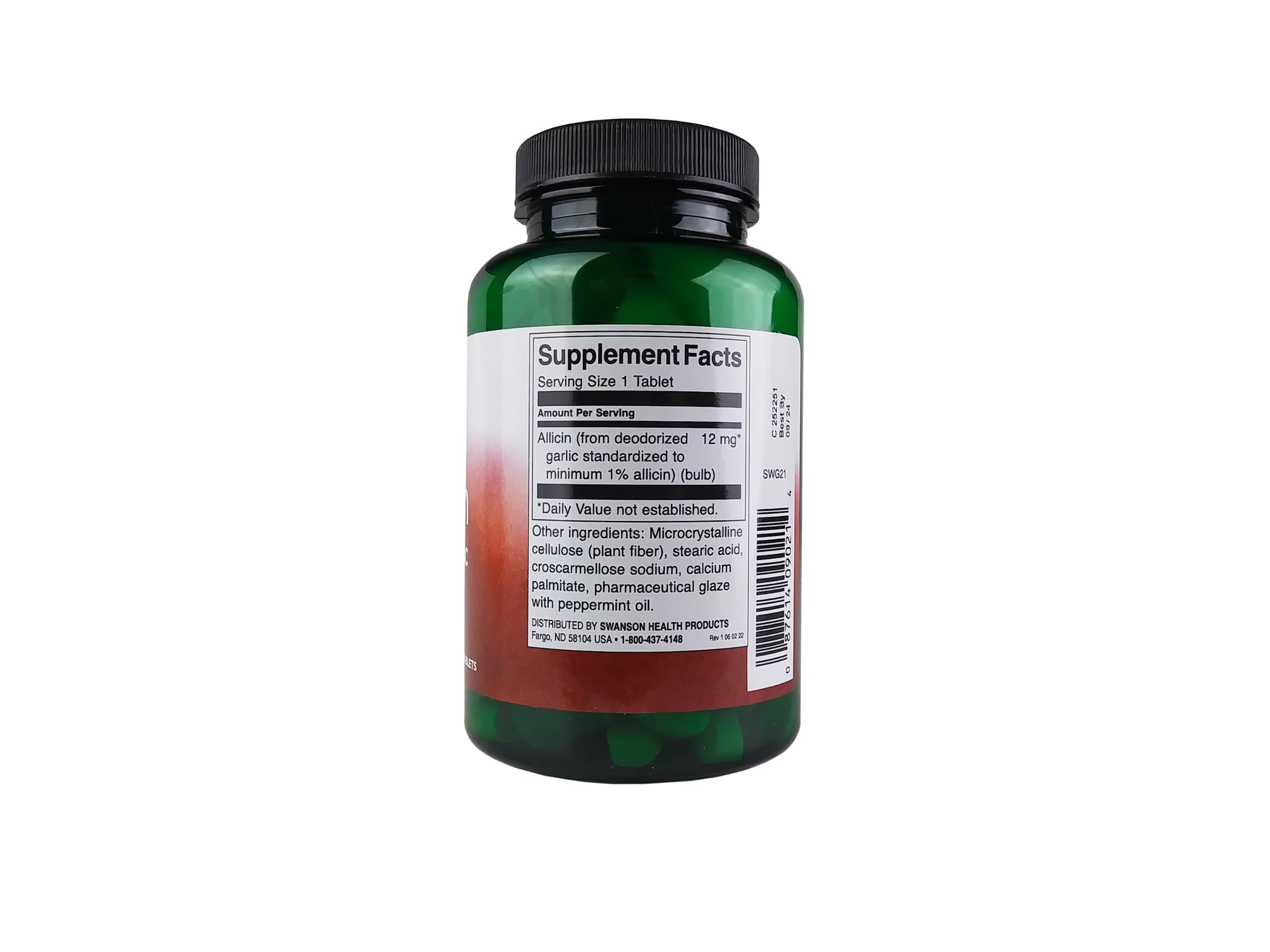 Foto 4 pulgar | Suplemento De Alicina Swanson A Partir De Ajo  12 Mg  100 Tabletas - Venta Internacional.
