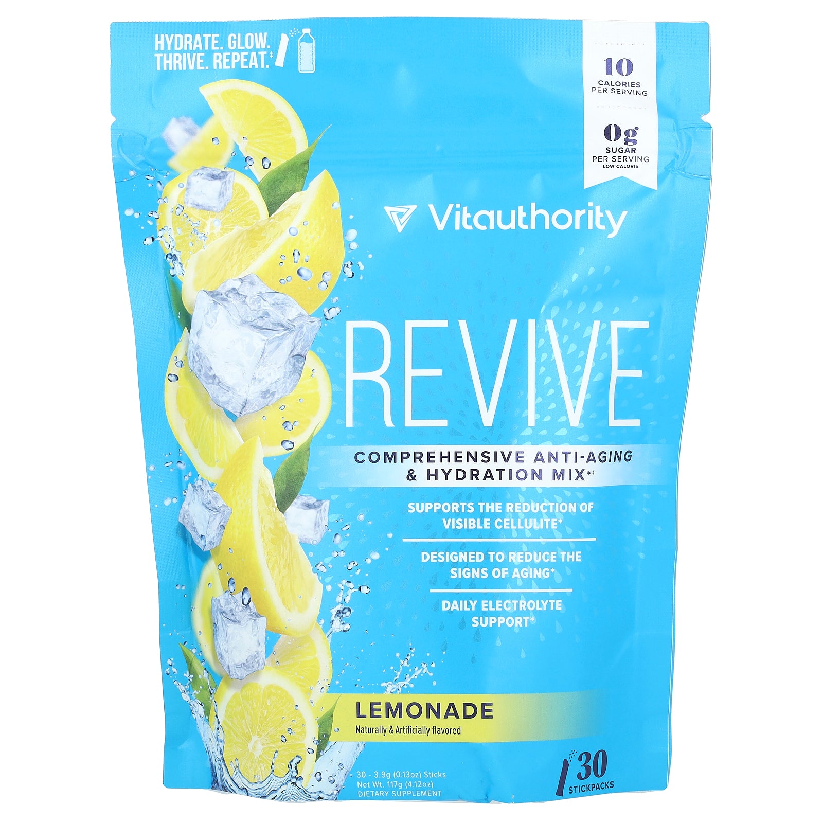 Foto 1 | Mezcla De Hidratación Vitauthority Revive Para Limonada Antienvejecimiento  30 X 3 9 G - Venta Internacional.