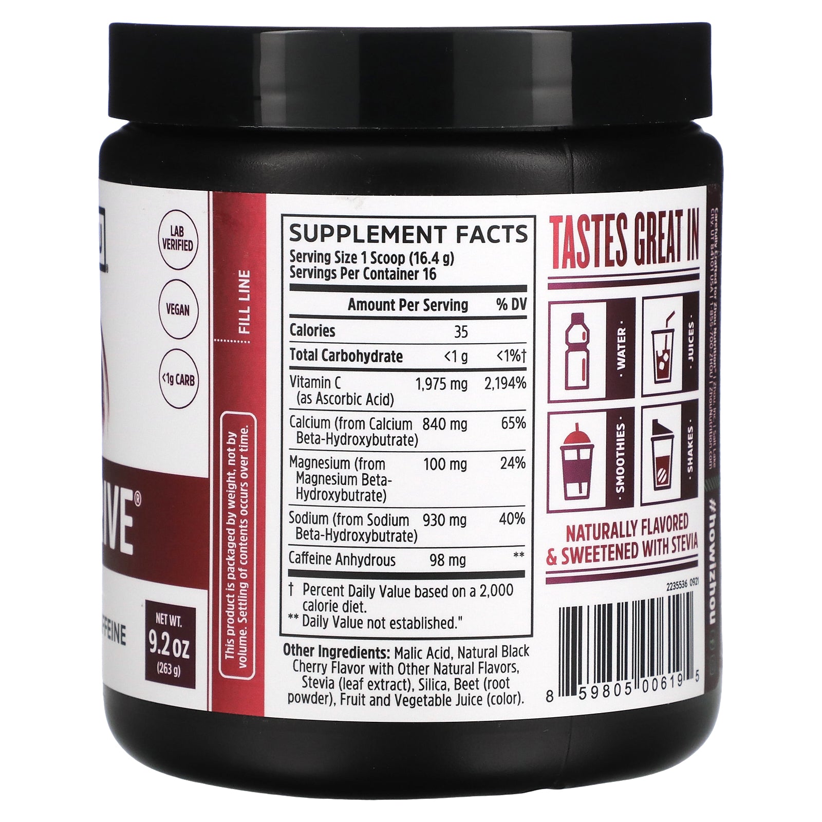 Foto 3 pulgar | Suplemento Zhou Nutrition Keto Drive Revved Black Cherry 263 G - Venta Internacional.