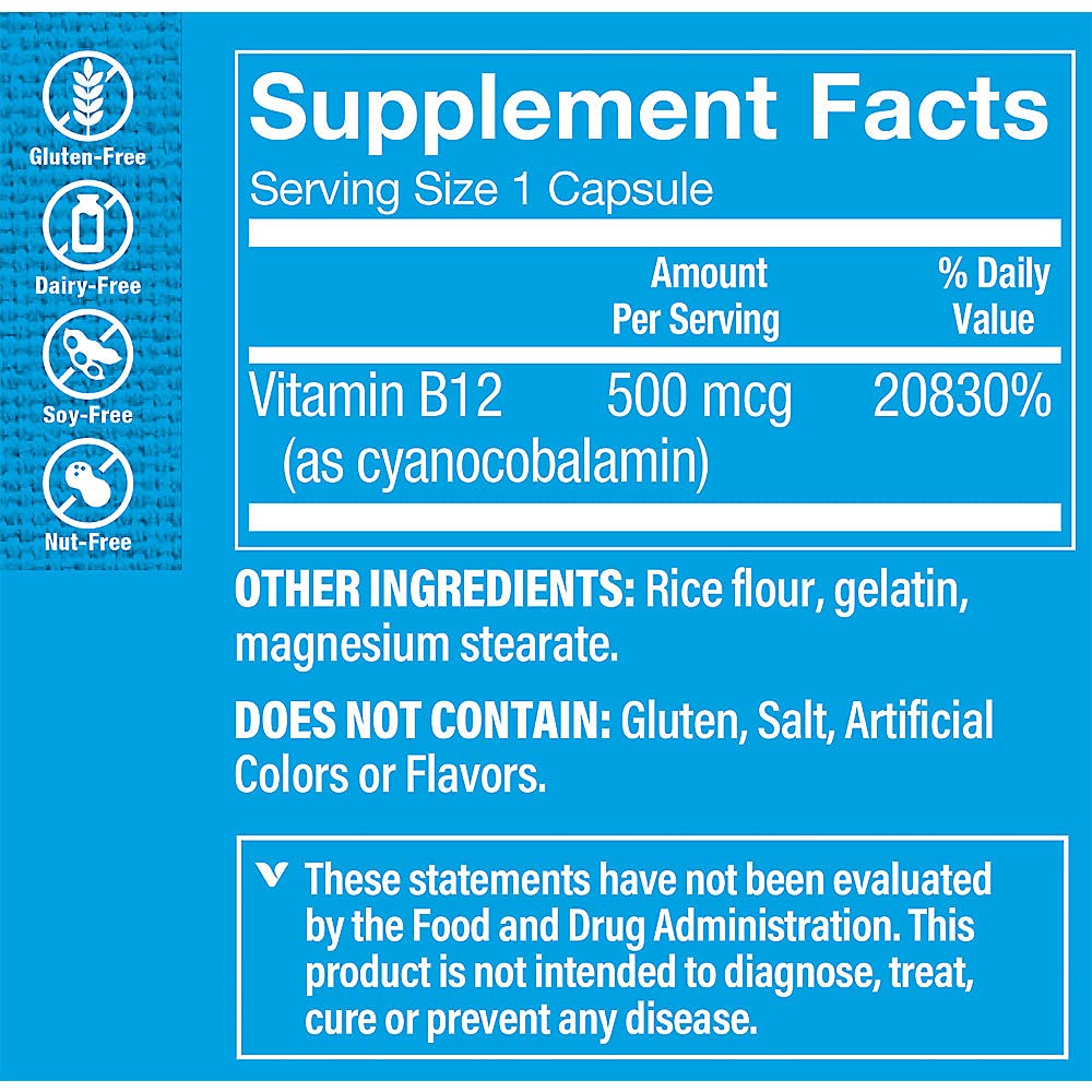 Foto 4 pulgar | Suplemento The Vitamin Shoppe De Vitamina B12  500 Mcg  100 Cápsulas - Venta Internacional.