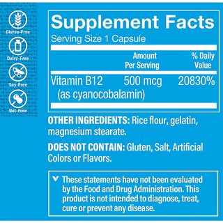 Foto 3 | Suplemento The Vitamin Shoppe De Vitamina B12 500 Mcg 100 Cápsulas - Venta Internacional.