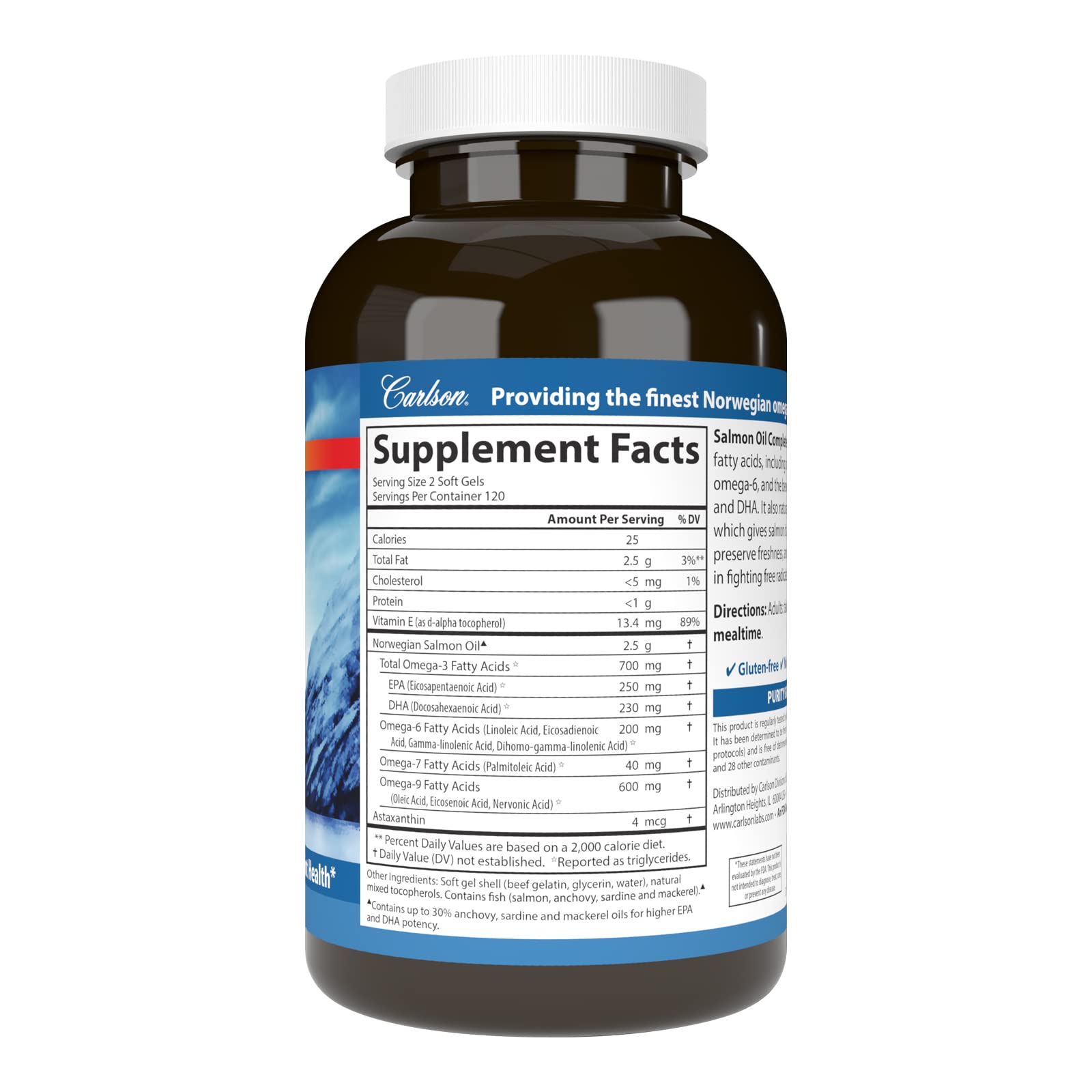 Foto 2 | Suplemento De Aceite De Salmón Carlson Completo De 700 Mg De Omega-3 - Venta Internacional.