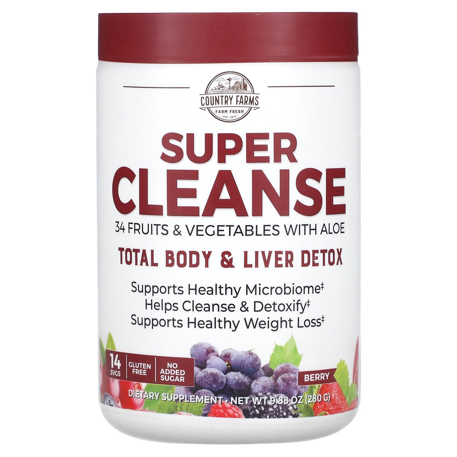 Foto 2 pulgar | Suplemento Super Cleanse Berry De Country Farms 280 G - Venta Internacional.