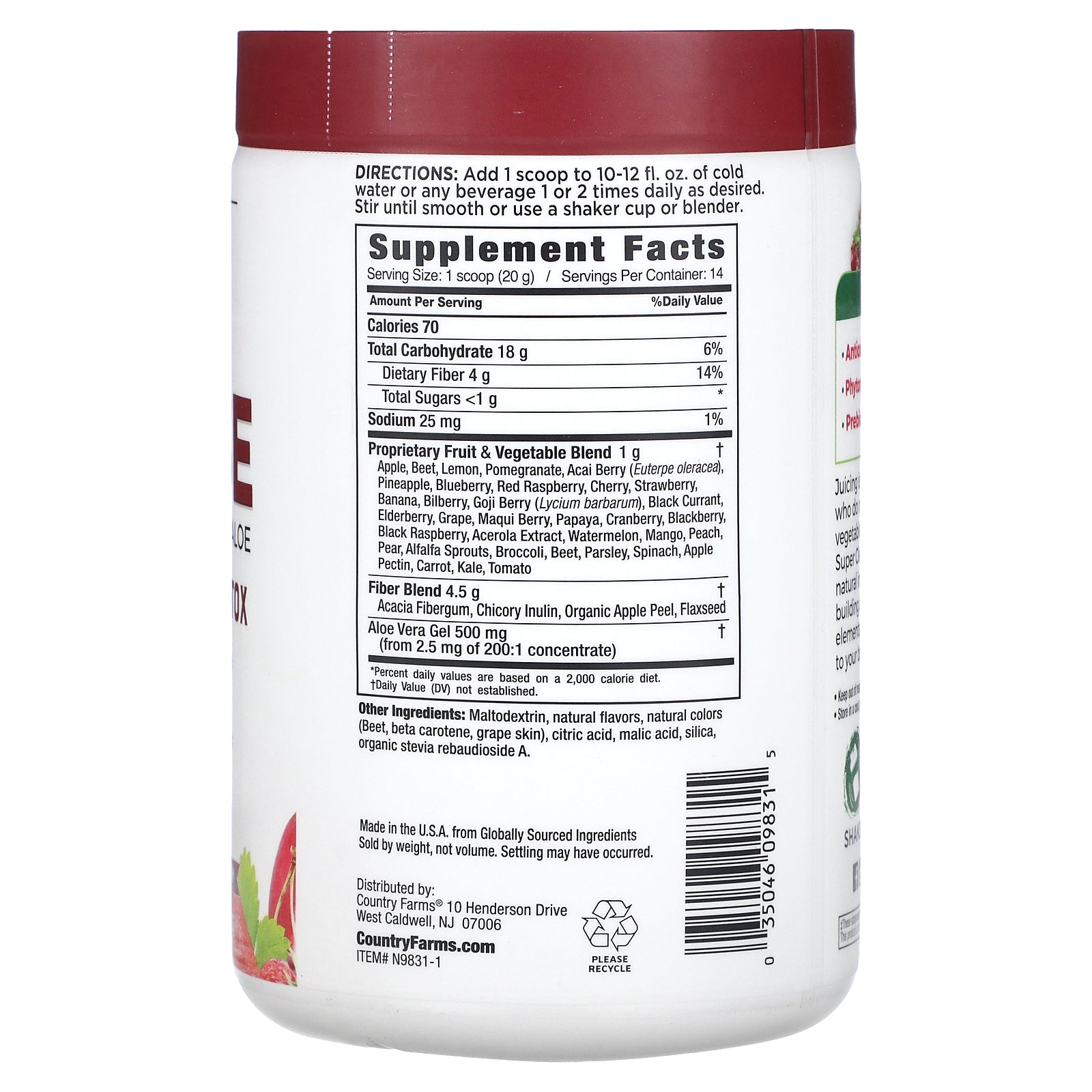 Foto 3 pulgar | Suplemento Super Cleanse Berry De Country Farms 280 G - Venta Internacional.