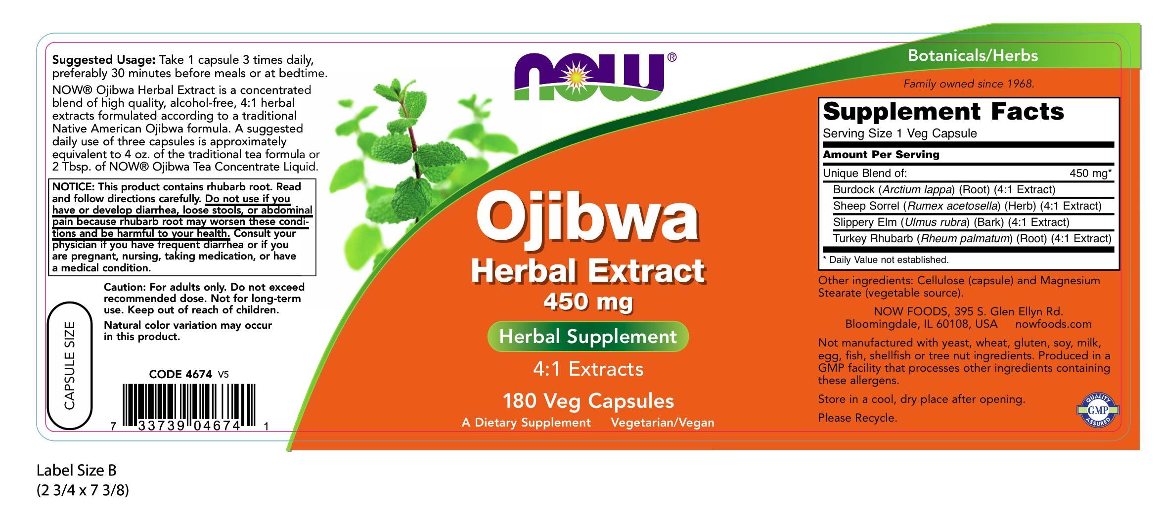 Foto 3 pulgar | Extracto De Hierbas De Ojibwa De Supplement Now Foods  450 Mg  180 Cápsulas - Venta Internacional.