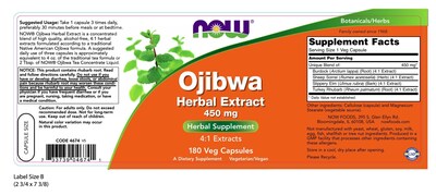 Foto 2 | Extracto De Hierbas De Ojibwa De Supplement Now Foods 450 Mg 180 Cápsulas - Venta Internacional.