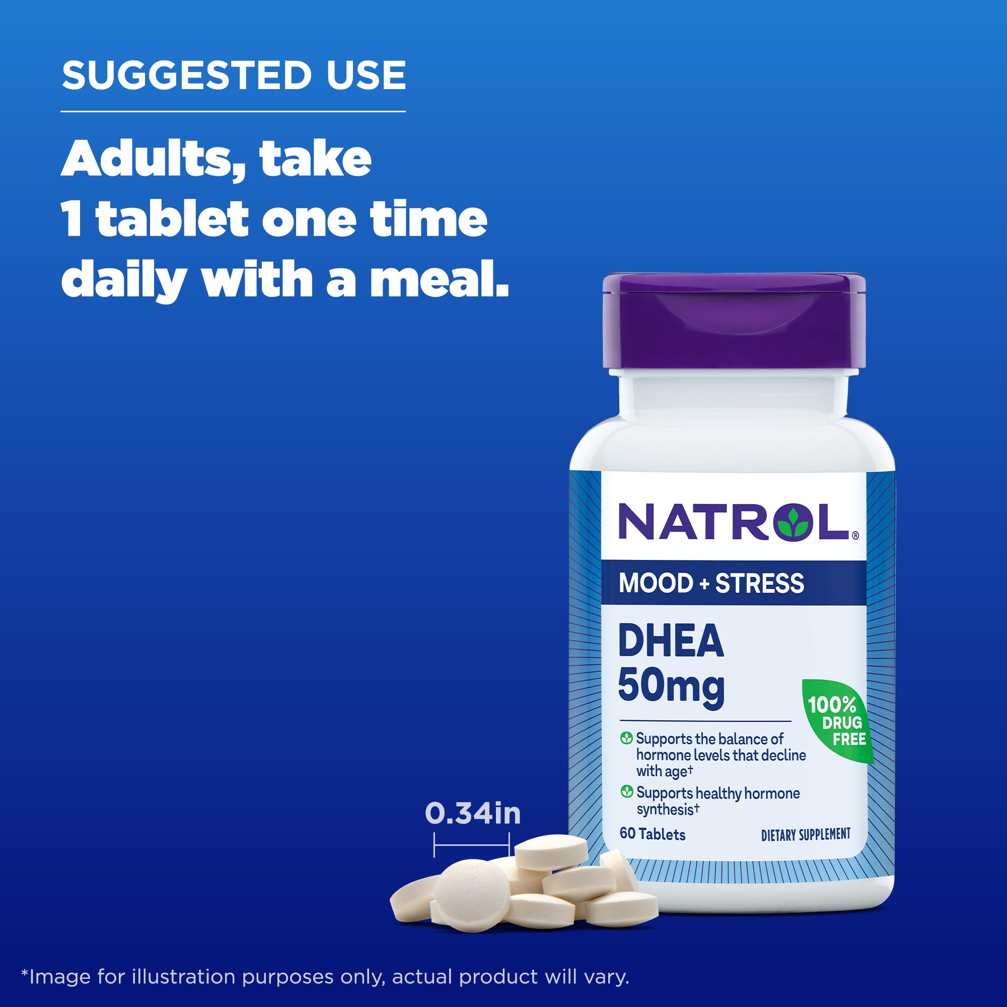 Foto 7 pulgar | Suplemento Natrol Mood & Stress Dhea 50 Mg  60 Comprimidos - Venta Internacional.