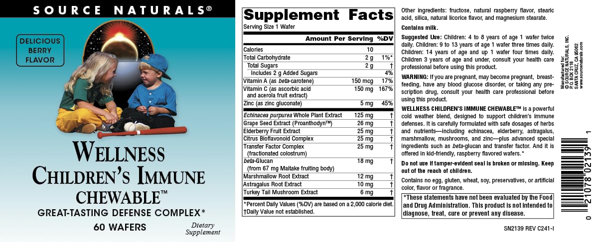 Foto 5 pulgar | Obleas Supplement Source Naturals Wellness Children's Immune 60 - Venta Internacional.