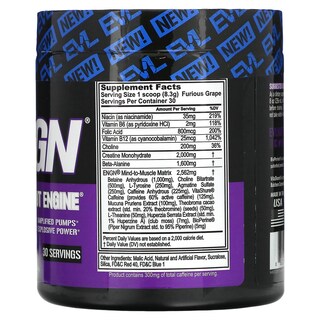 Foto 2 | Pre-entrenamiento Evlution Nutrition Engn Furious Grape 249 G - Venta Internacional.