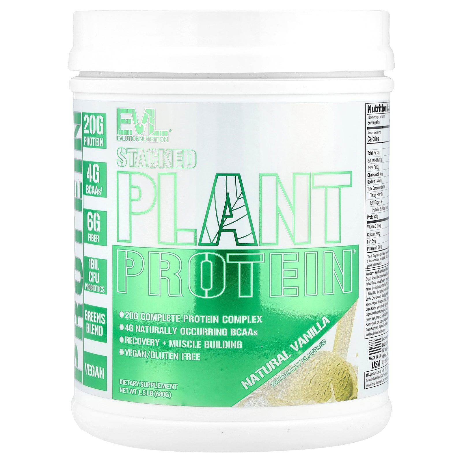 Foto 2 pulgar | Proteína En Polvo Evlution Nutrition Stacked Plant 680 G - Venta Internacional.