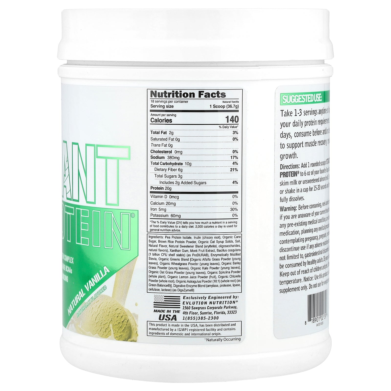 Foto 3 pulgar | Proteína En Polvo Evlution Nutrition Stacked Plant 680 G - Venta Internacional.