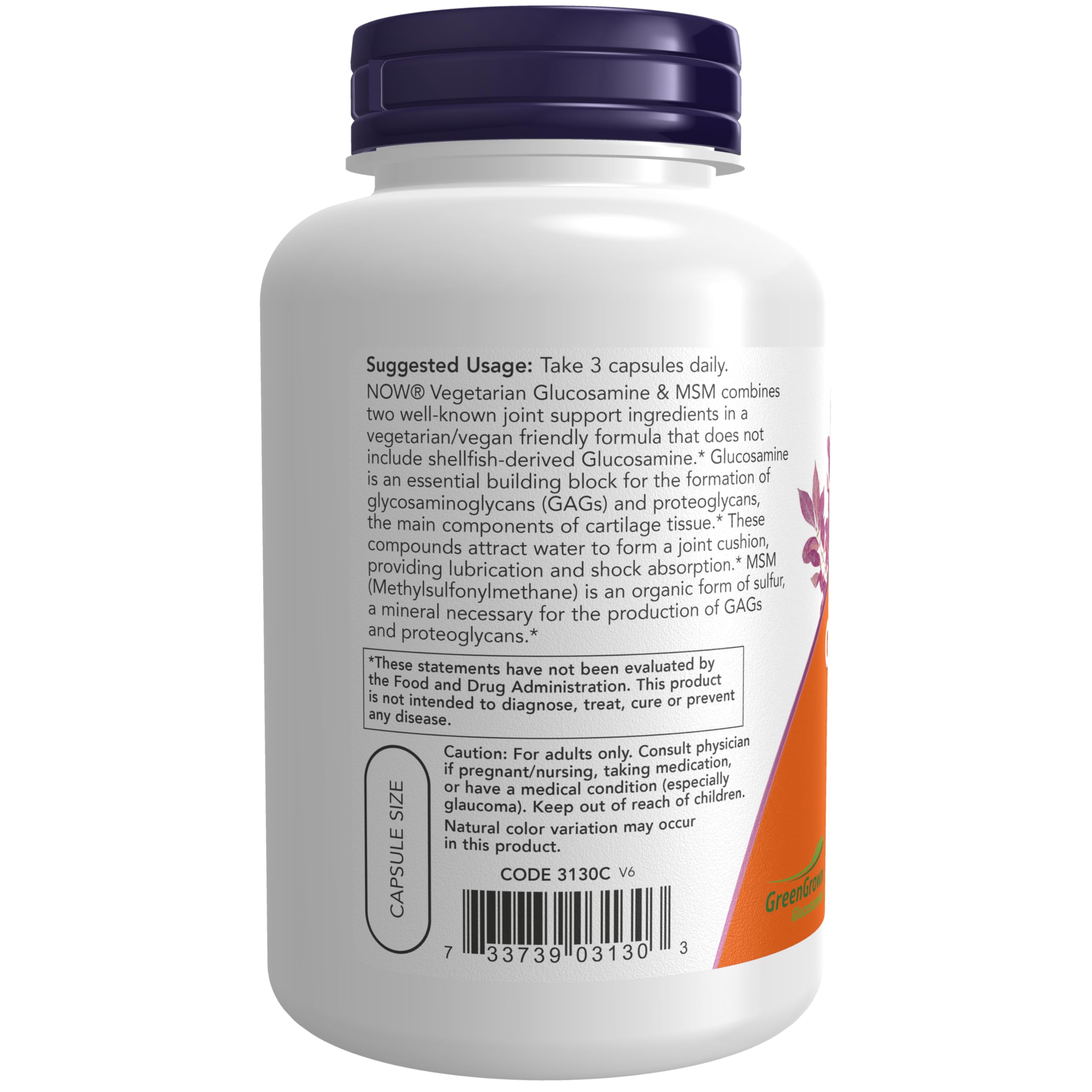 Foto 4 pulgar | Suplementos Now Foods Con Glucosamina Y Msm  120 Cápsulas Vegetarianas - Venta Internacional.
