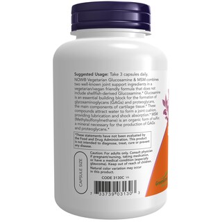 Foto 3 | Suplementos Now Foods Con Glucosamina Y Msm 120 Cápsulas Vegetarianas - Venta Internacional.