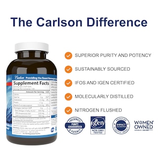 Foto 2 | Suplemento De Aceite De Salmón Carlson 500 Mg De Omega-3 300 Cápsulas Blandas - Venta Internacional.