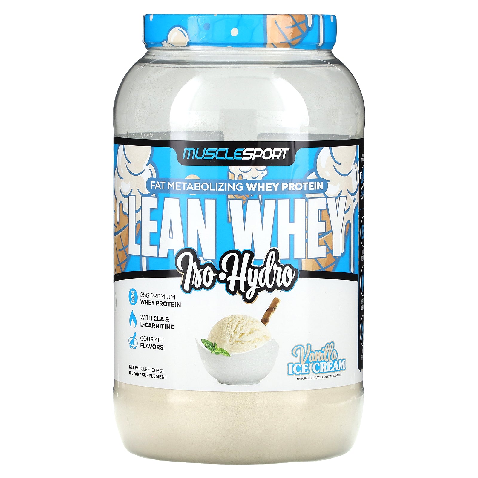 Foto 2 pulgar | Proteína En Polvo Musclesport Lean Whey Iso-hydro Vanilla 908 G - Venta Internacional.