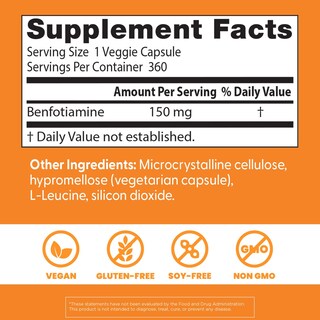Foto 2 | Supplement Doctor's Best Benfotiamina 150 Mg 360 Cápsulas Vegetarianas - Venta Internacional.