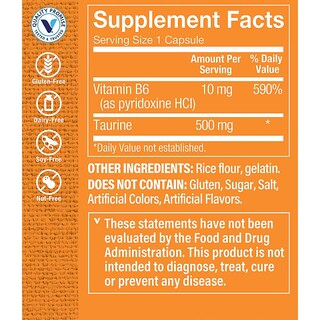 Foto 3 | Complemente 500 Mg De Taurina De The Vitamin Shoppe Con Vitamina B6 - Venta Internacional.