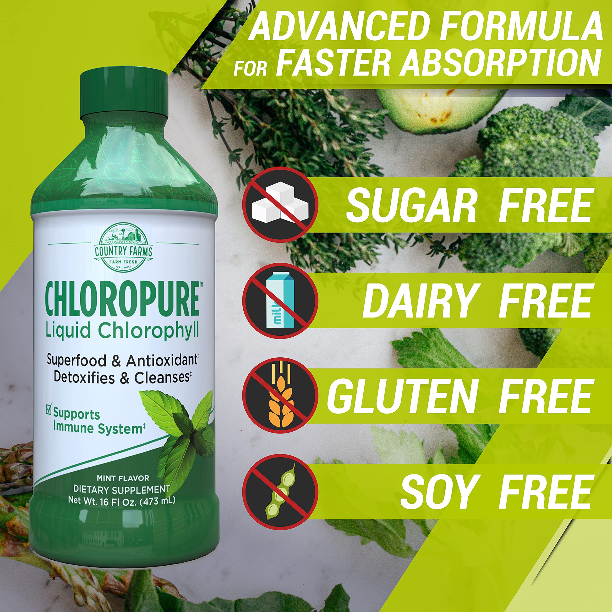 Foto 3 pulgar | Suplemento Country Farms Chloropure Chlorofila Líquida 473ml - Venta Internacional.