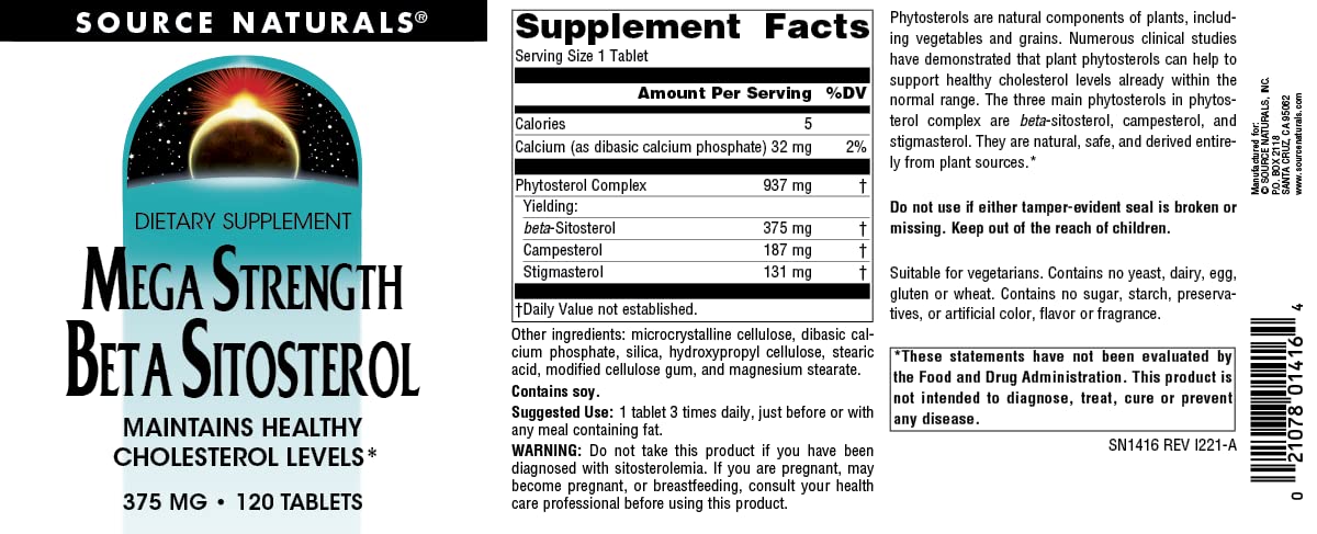 Foto 5 pulgar | Supplement Source Naturals Mega Strength Beta Sitosterol - Venta Internacional.