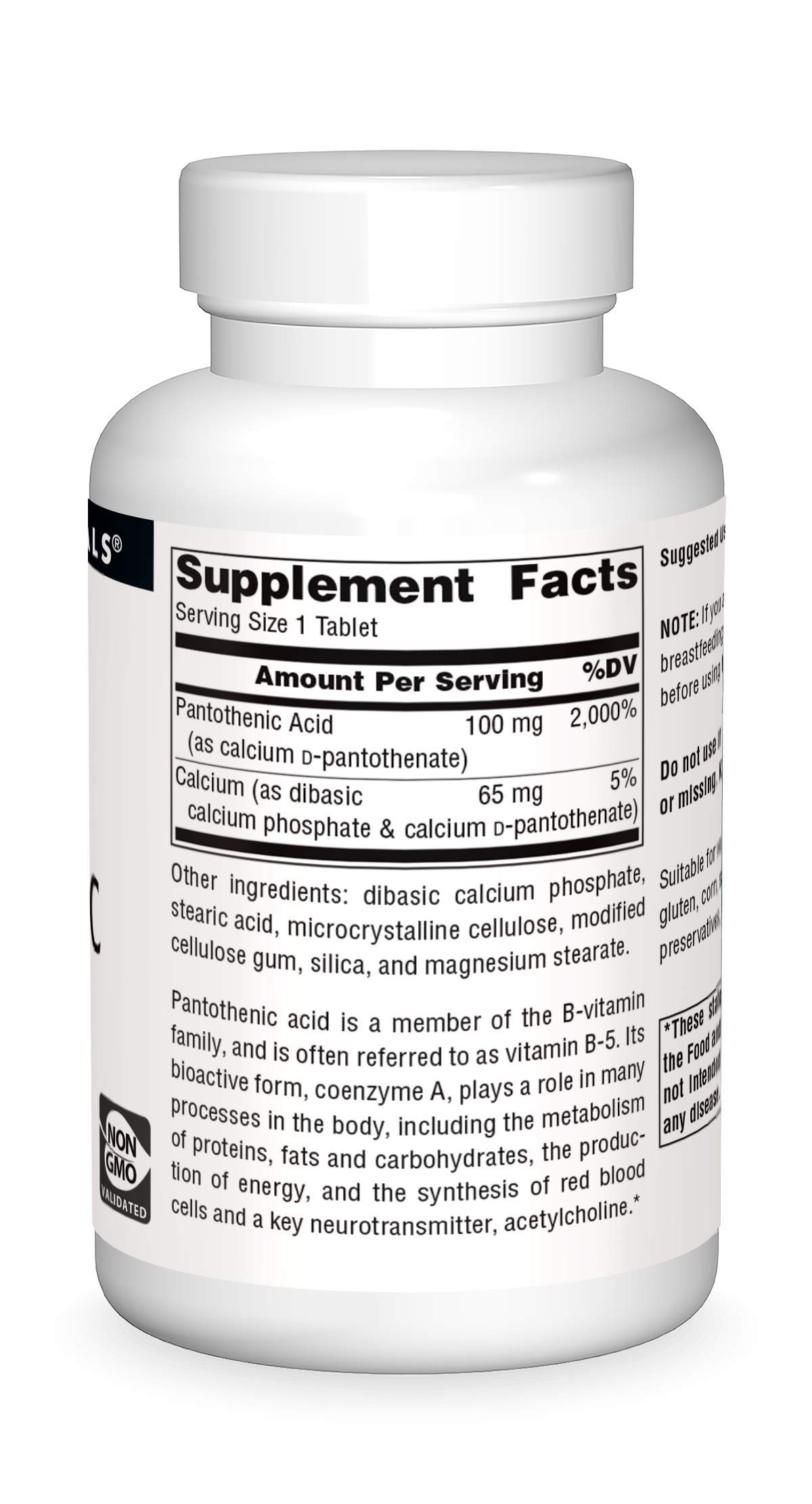 Foto 4 pulgar | Supplement Source Naturals Ácido Pantoténico 100 Mg B-5 250 Comprimidos - Venta Internacional.