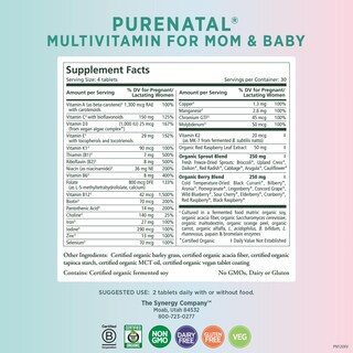 Foto 2 | Vitaminas Prenatales Pure Synergy Purenatal 120 Comprimidos - Venta Internacional.