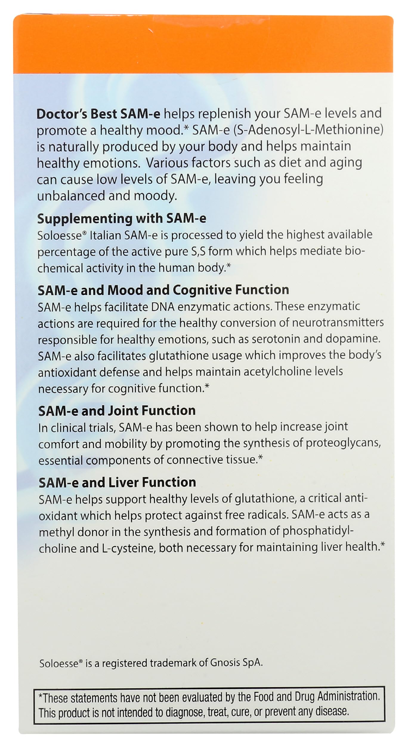 Foto 2 | Suplemento Doctor's Best Sam-e 400 Mg 30 Comprimidos - Venta Internacional.
