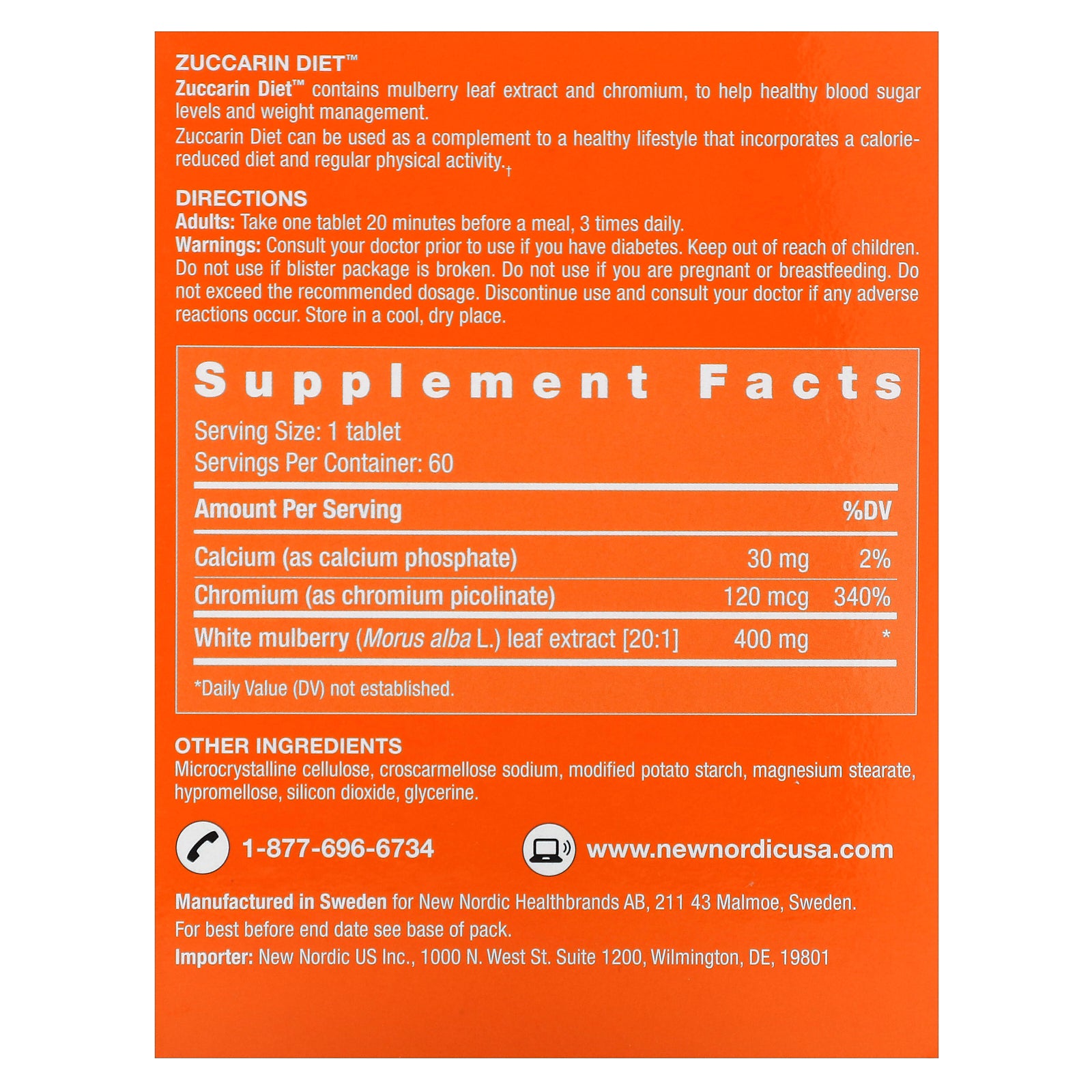 Foto 3 pulgar | Suplemento New Nordic Zuccarin Diet 60 Tabletas - Venta Internacional.