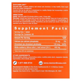 Foto 2 | Suplemento New Nordic Zuccarin Diet 60 Tabletas - Venta Internacional.