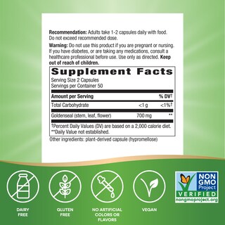 Foto 2 | Suplemento Nature's Way Goldenseal 100 Cápsulas 700 Mg - Venta Internacional.