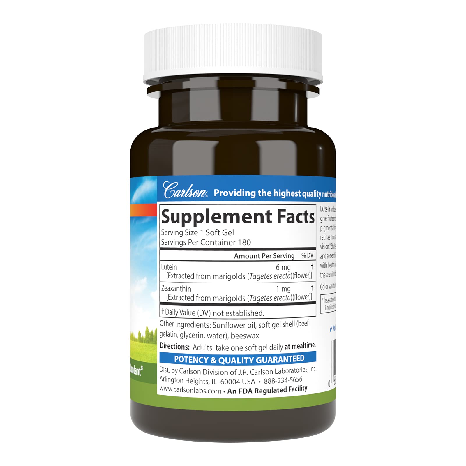 Foto 2 | Suplementos Carlson Lutein 6 Mg Healthy Vision 180 Cápsulas Blandas - Venta Internacional.