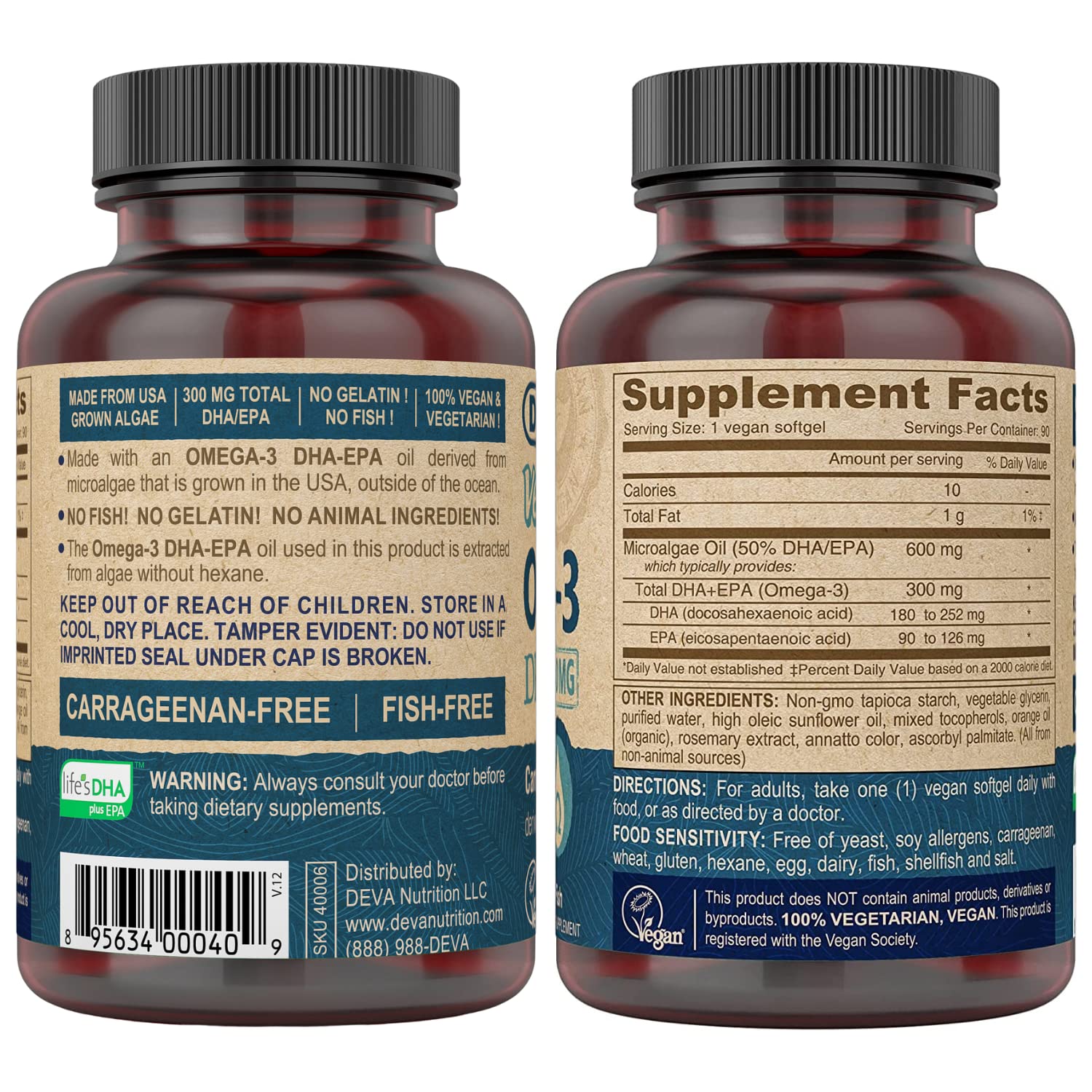 Foto 3 pulgar | Suplemento Deva Vegan Omega-3 Dha 200 Mg 90 Cápsulas Blandas - Venta Internacional.