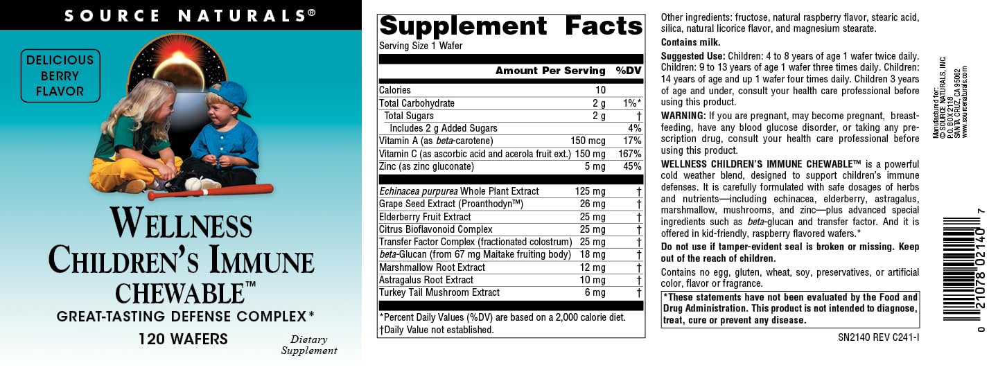 Foto 5 pulgar | Obleas Supplement Source Naturals Wellness Children's Immune 120 - Venta Internacional.