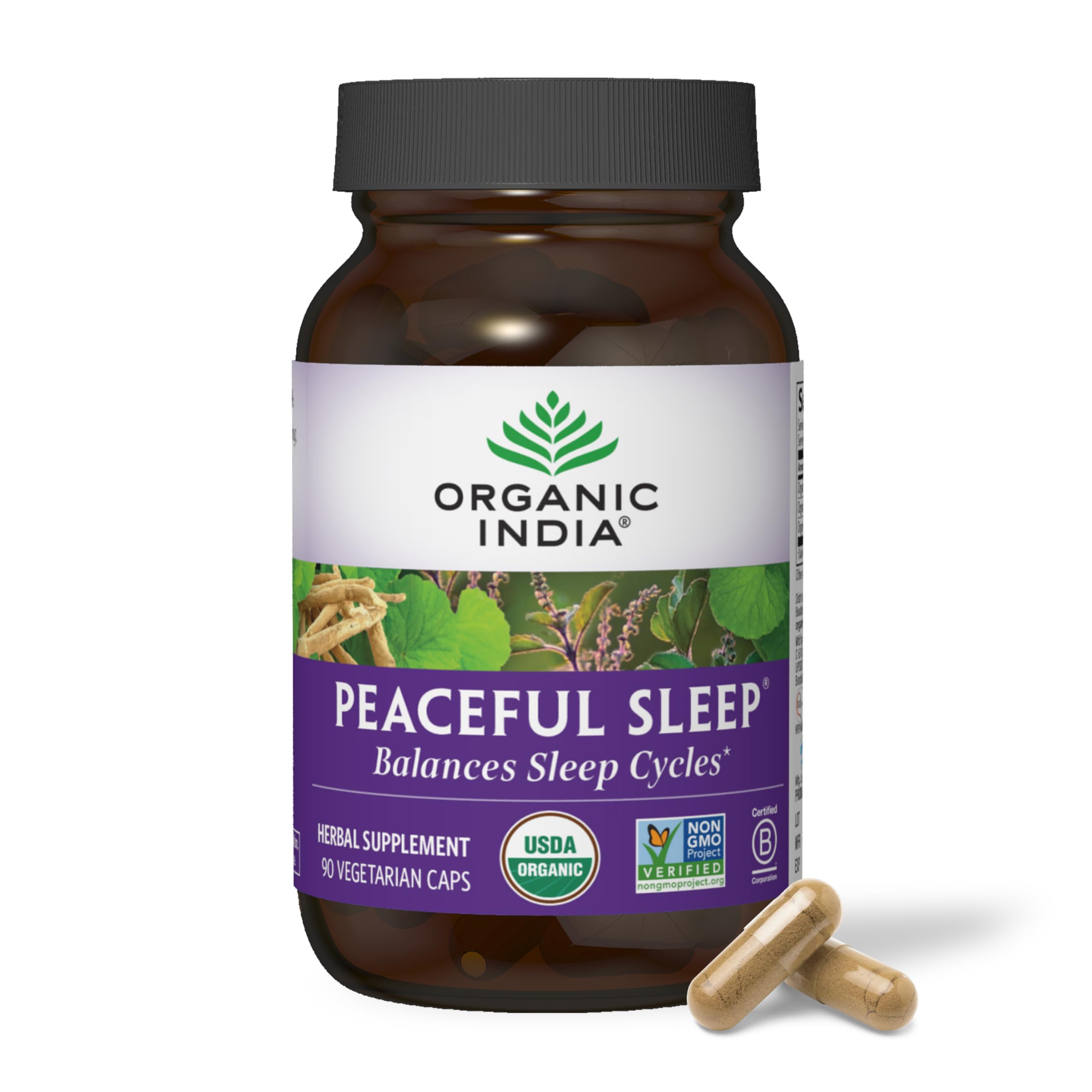 Foto 2 pulgar | Suplemento Herbario Organic India Peaceful Sleep 90 Cápsulas - Venta Internacional.