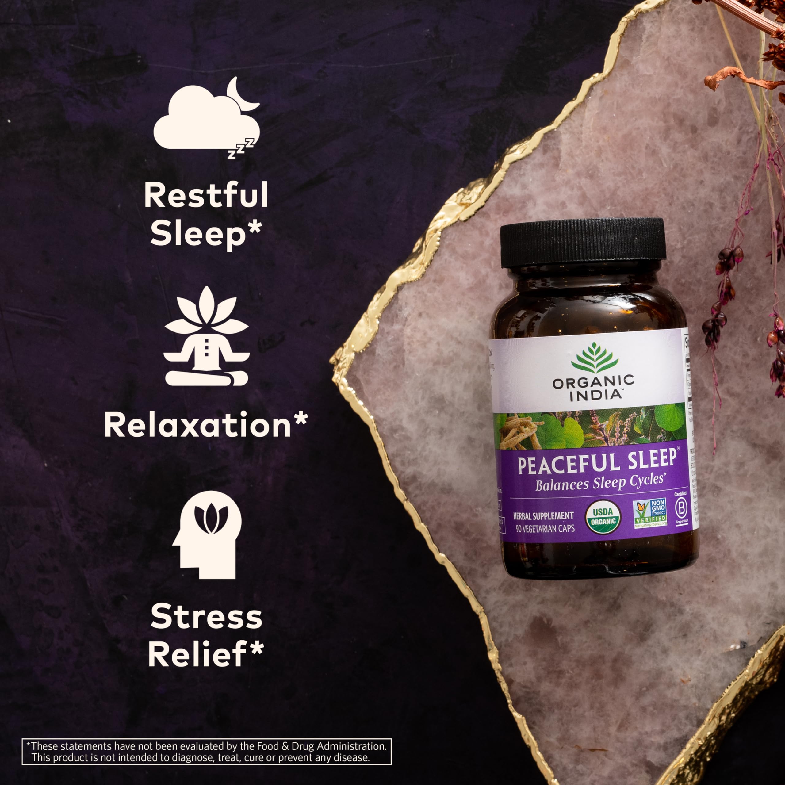 Foto 2 | Suplemento Herbario Organic India Peaceful Sleep 90 Cápsulas - Venta Internacional.