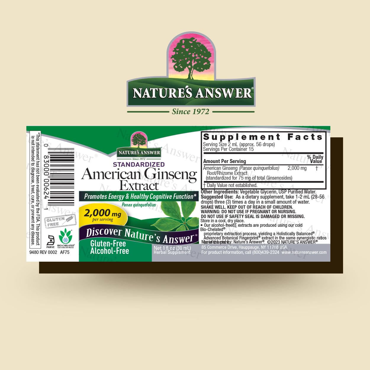 Foto 3 pulgar | Suplemento Nature's Answer Con Raíz Americana De Ginseng  30 Ml - Venta Internacional.