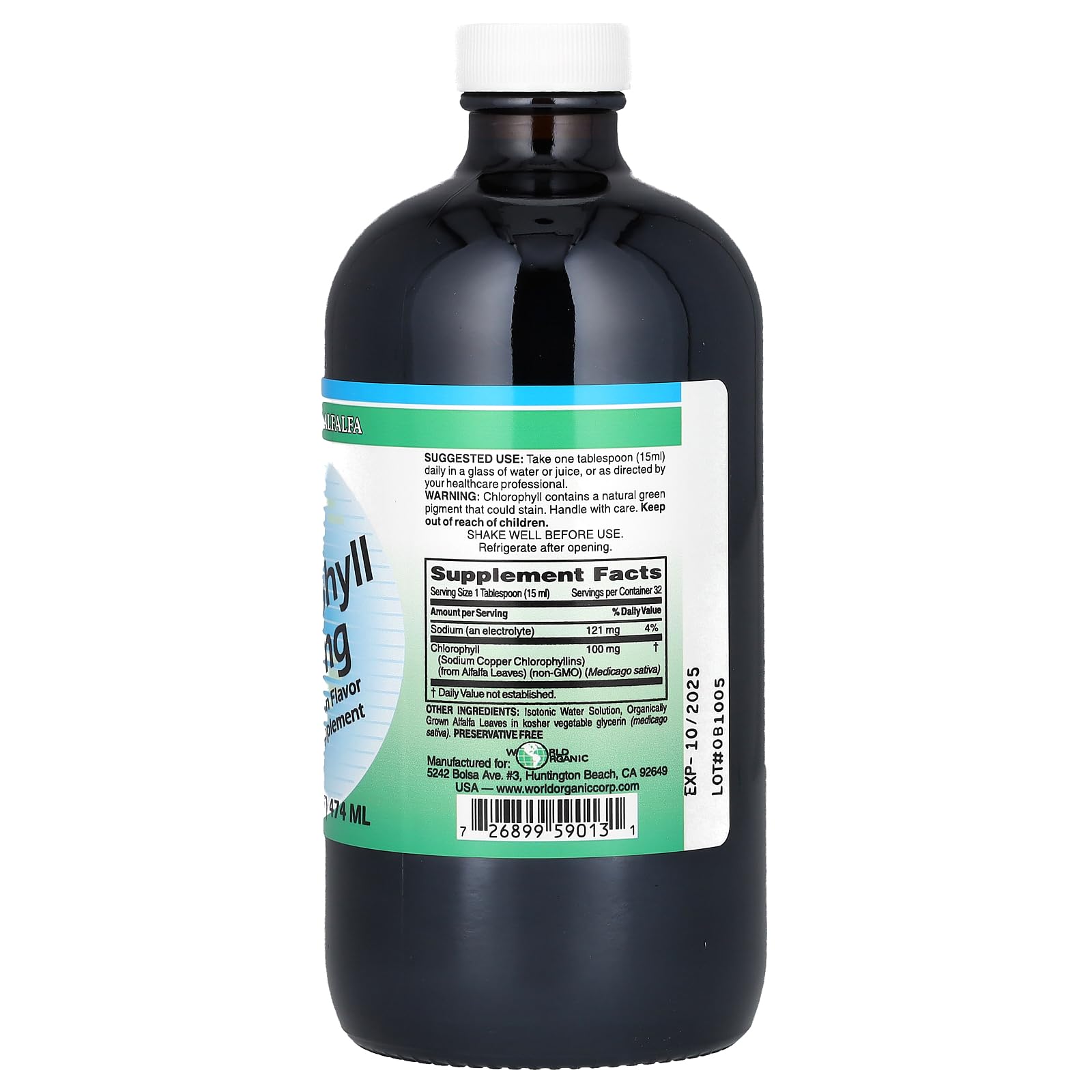 Foto 2 | Suplemento De Clorofila World Organics 100 Mg 473 Ml (paquete De 1) - Venta Internacional.