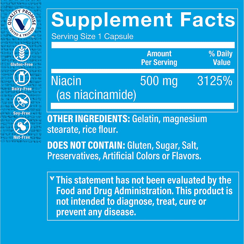 Foto 4 pulgar | Suplemento The Vitamin Shoppe Niacinamida 500 Mg 100 Cápsulas - Venta Internacional.