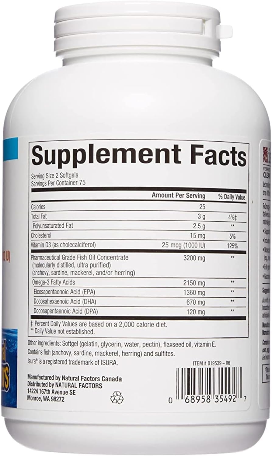 Foto 3 pulgar | Complemente El Aceite De Pescado Ultra Strength De Natural Factors Rxomega-3 - Venta Internacional.
