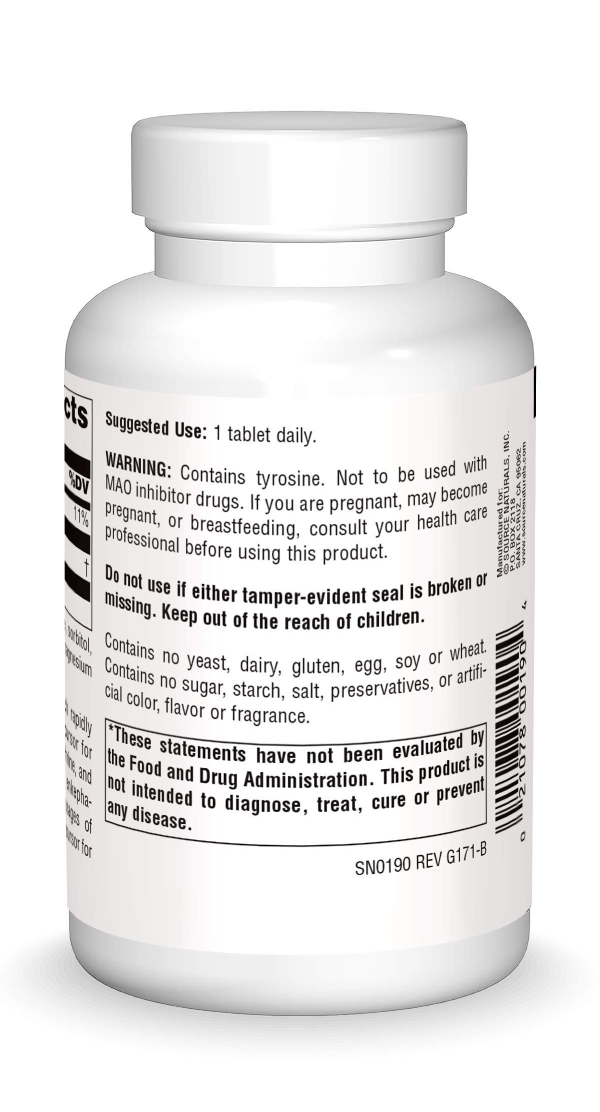 Foto 3 pulgar | 100 Comprimidos De L-tirosina Supplement Source Naturals - Venta Internacional.