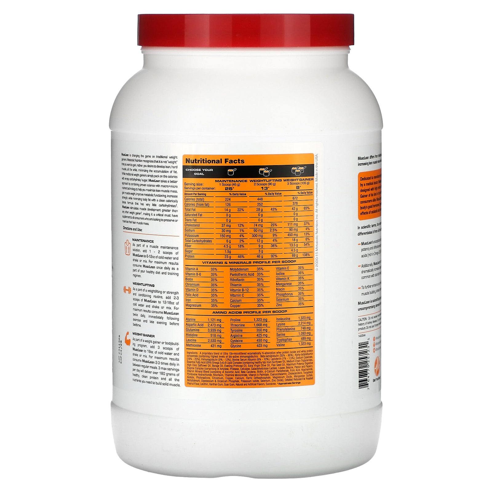 Foto 3 pulgar | Ganador De Peso Muscular Magro Metabolic Nutrition Musclean 1 13 Kg - Venta Internacional.