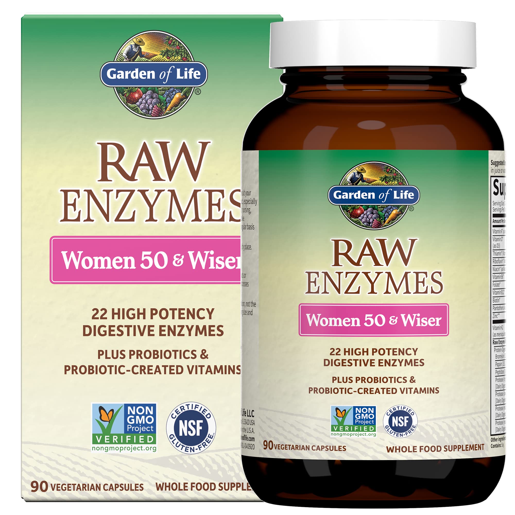 Foto 1 | Enzimas Digestivas Garden Of Life 22 Mujeres 50+ 90 Cápsulas - Venta Internacional.