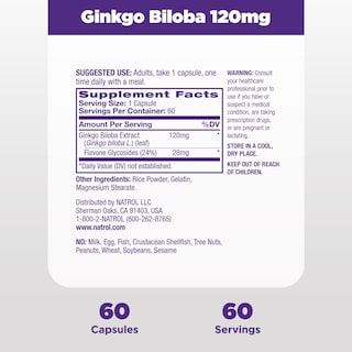 Foto 5 | Suplemento Natrol Brain Health Ginkgo Biloba 120 Mg 60 Cápsulas - Venta Internacional.