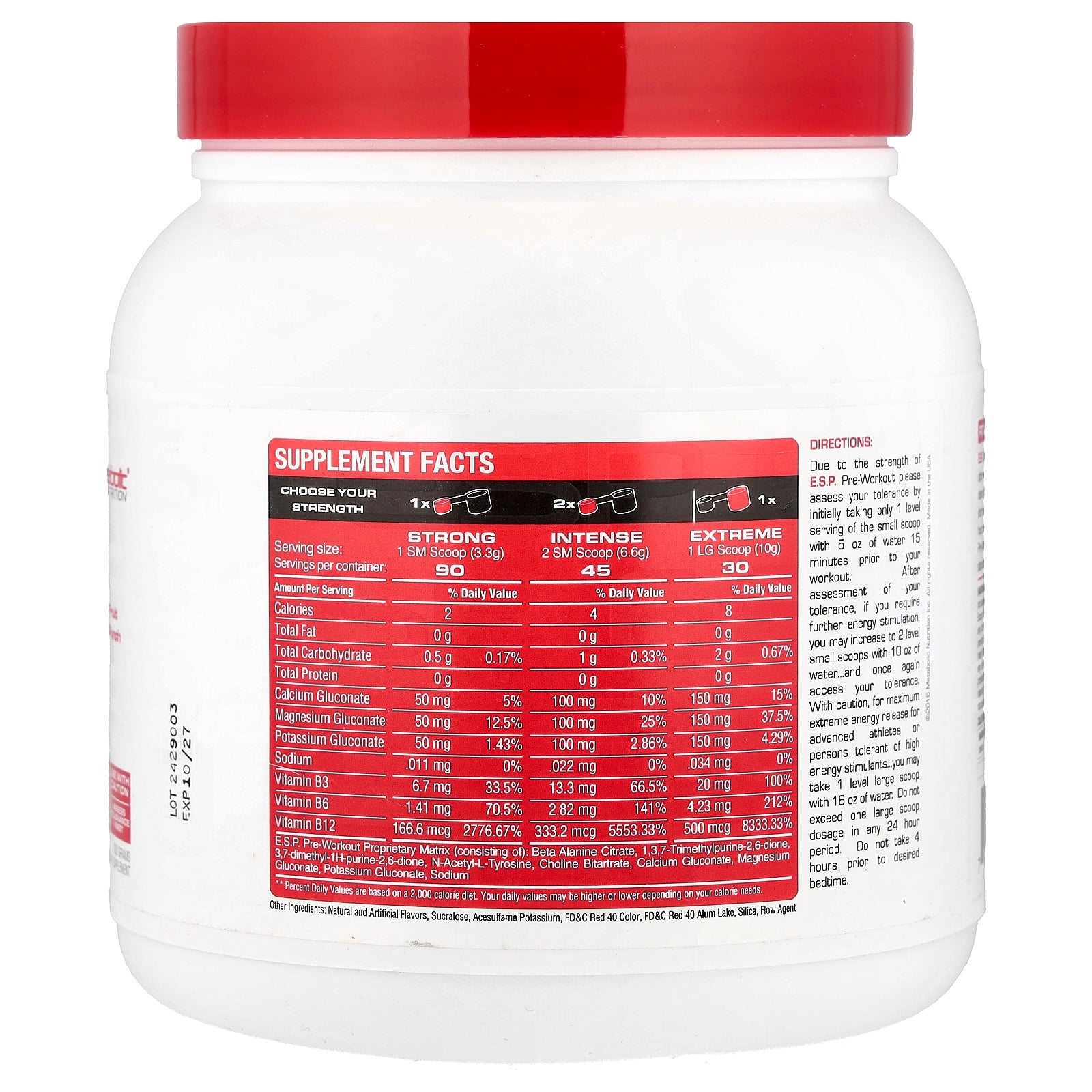 Foto 3 pulgar | Ponche De Frutas E.s.p. Pre-workout Metabolic Nutrition  300 G - Venta Internacional.