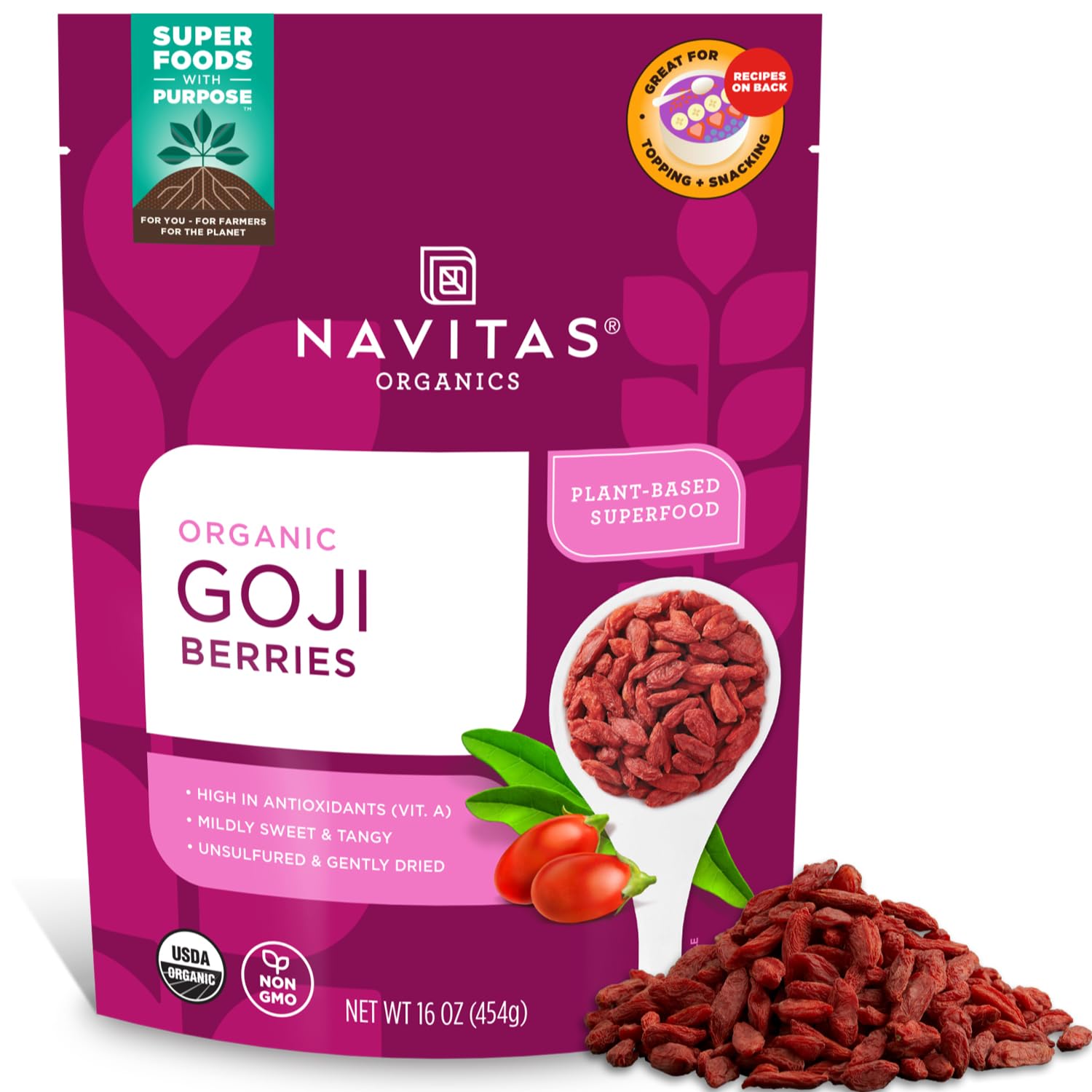 Foto 2 pulgar | Bayas De Goji Navitas Organics  Bolsa De 473 Ml  15 Porciones - Venta Internacional.