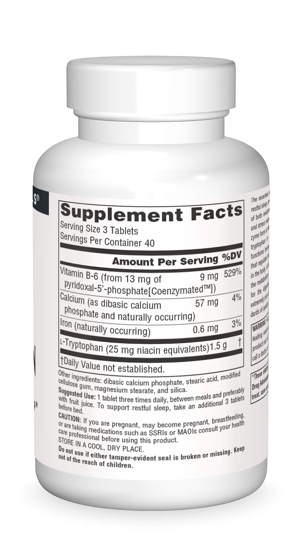 Foto 4 pulgar | Suplemento Source Naturals L-triptófano Con Coenzima B-6 500 Mg - Venta Internacional.