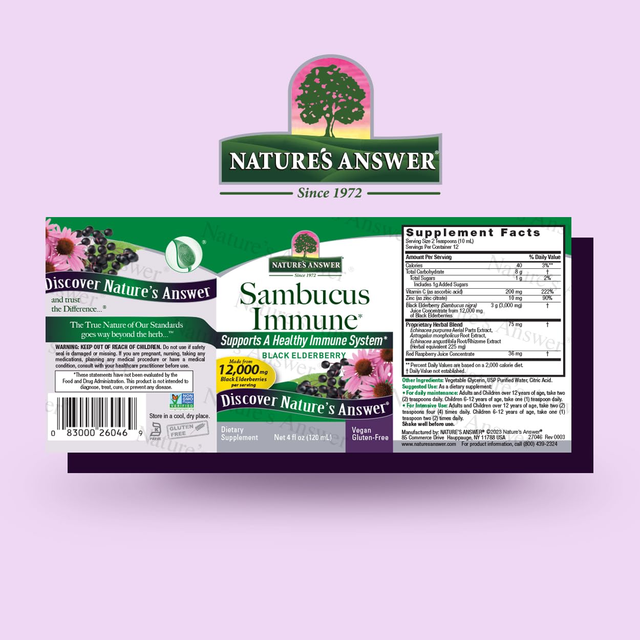 Foto 3 pulgar | Suplemento Nature's Answer Con Extracto De Sambucus Para El Apoyo Inmunológico  120 Ml - Venta Internacional.