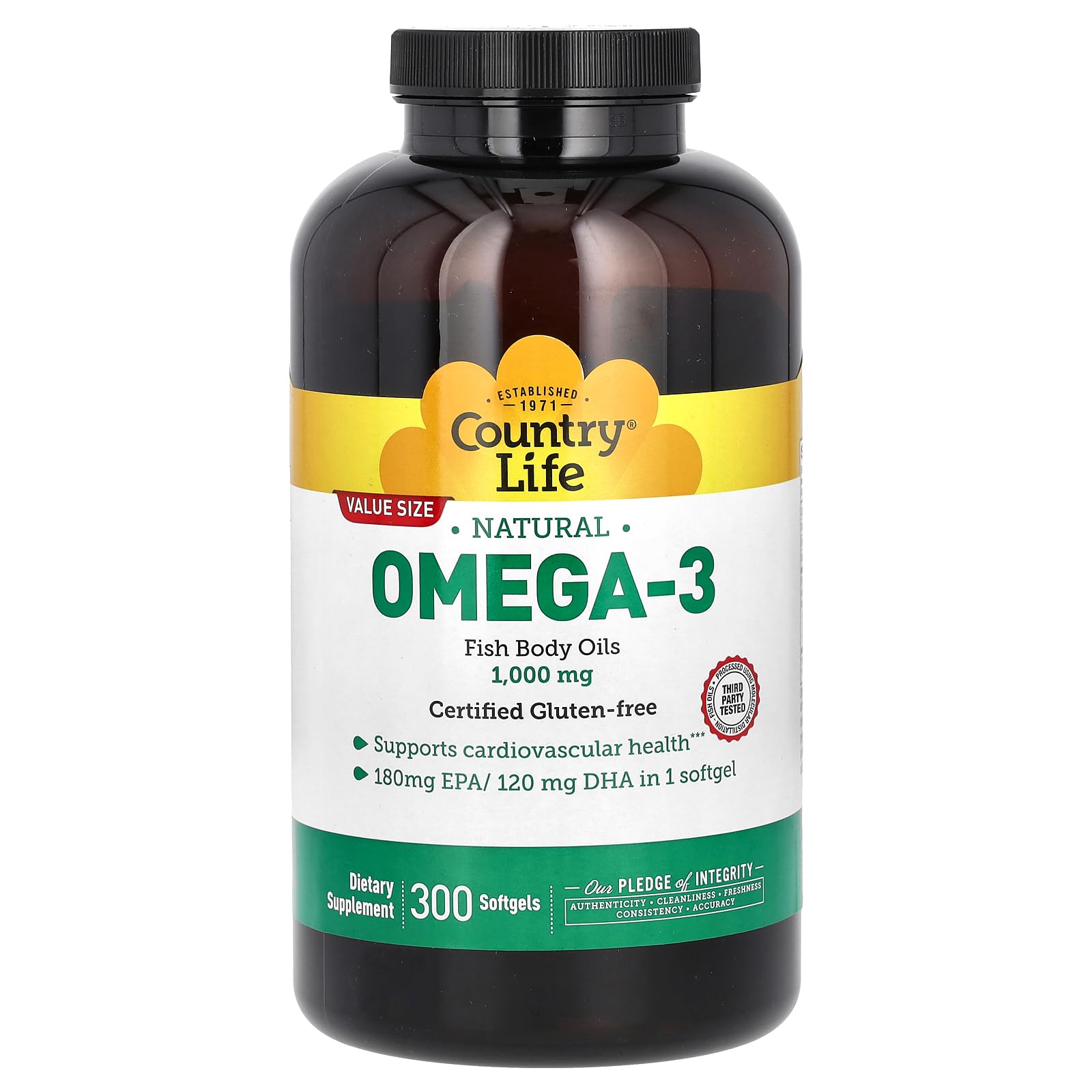 Foto 1 | Suplemento De Aceite De Pescado Country Life Omego 3  1000 Mg  300 Cápsulas Blandas - Venta Internacional.