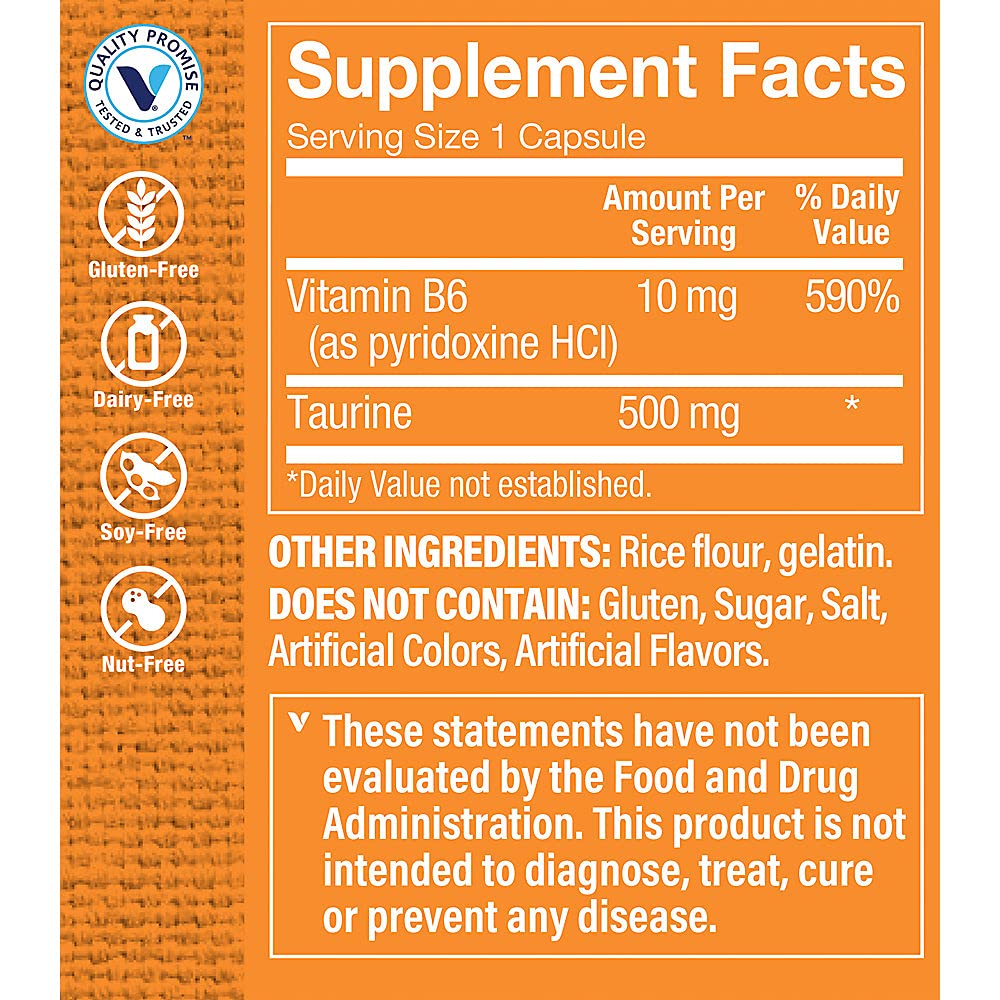 Foto 4 pulgar | Complementa 500 Mg De Taurina De The Vitamin Shoppe Con Vitamina B6 100 Cápsulas - Venta Internacional.